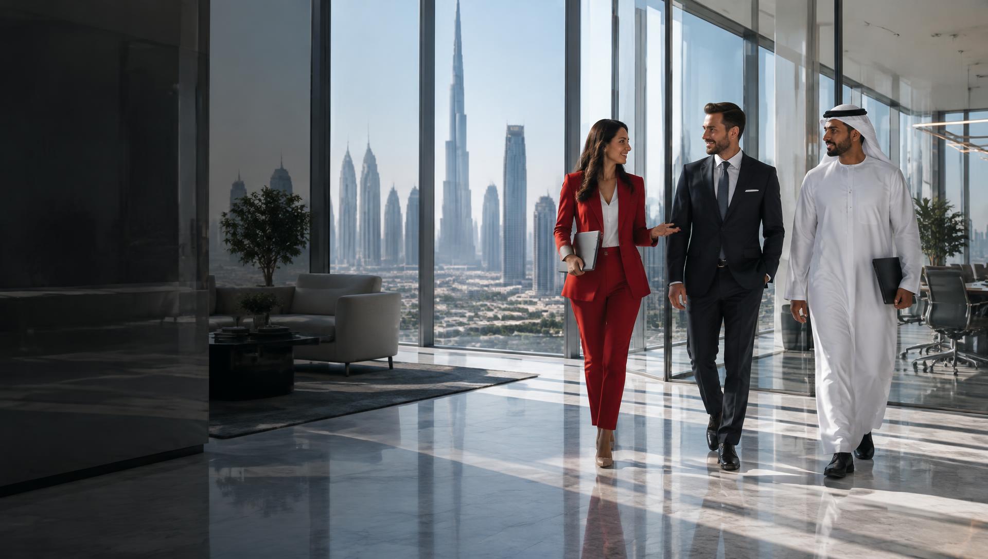Business professionals meeting in a Dubai office